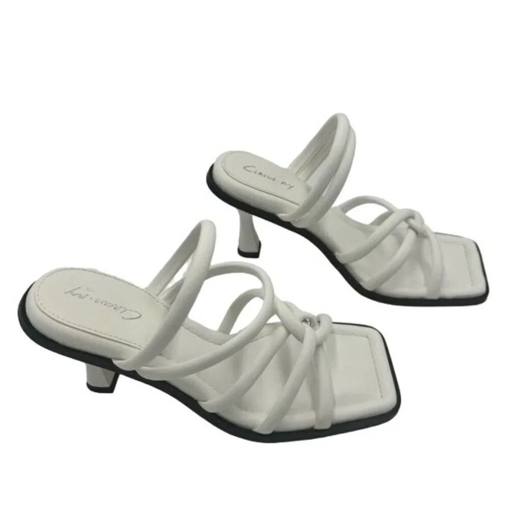 White Leather Strappy Heels Heeled Sandals Women’s 7.5 Cirus by Sam Edelman